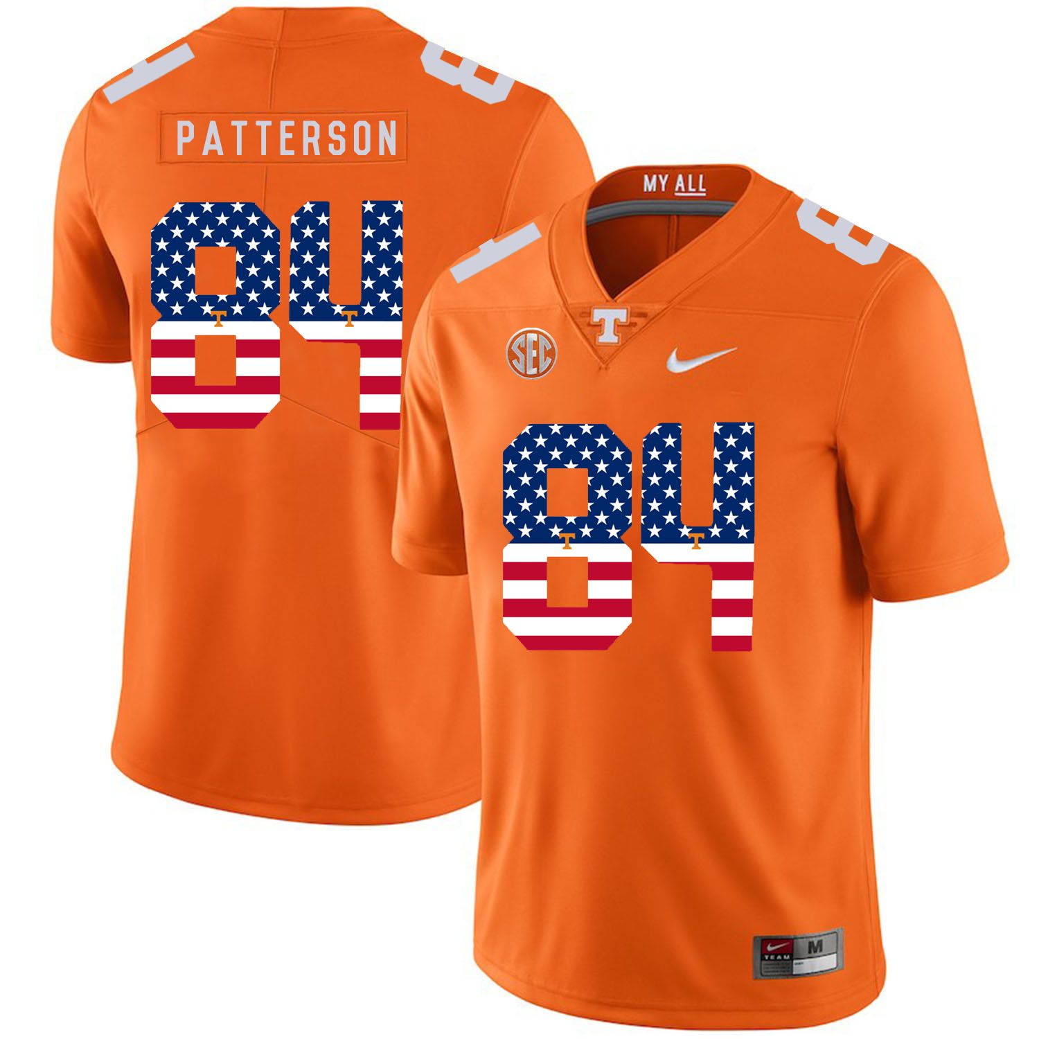 Men Tennessee Volunteers #84 Patterson Orange Flag Customized NCAA Jerseys